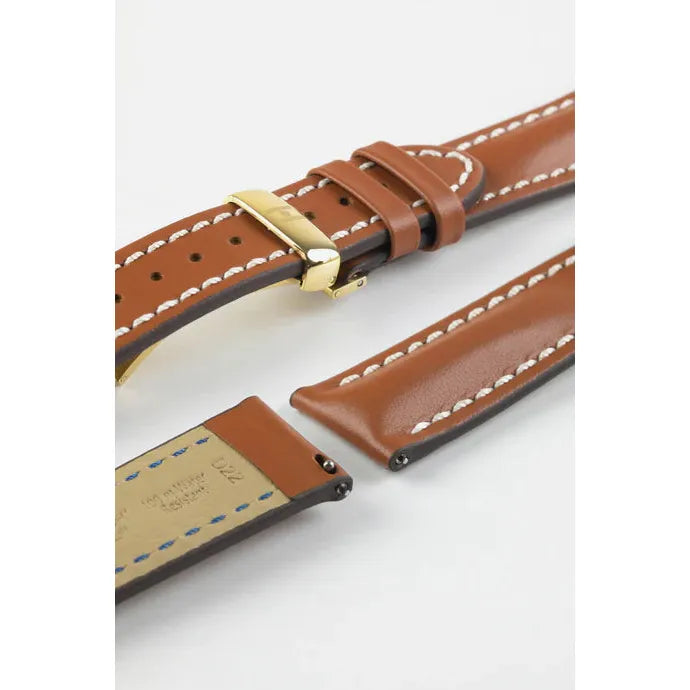 Gold Brown HIRSCH HEAVY CALF Water &amp; Scratch Resistant Calfskin Watch Band 014 75