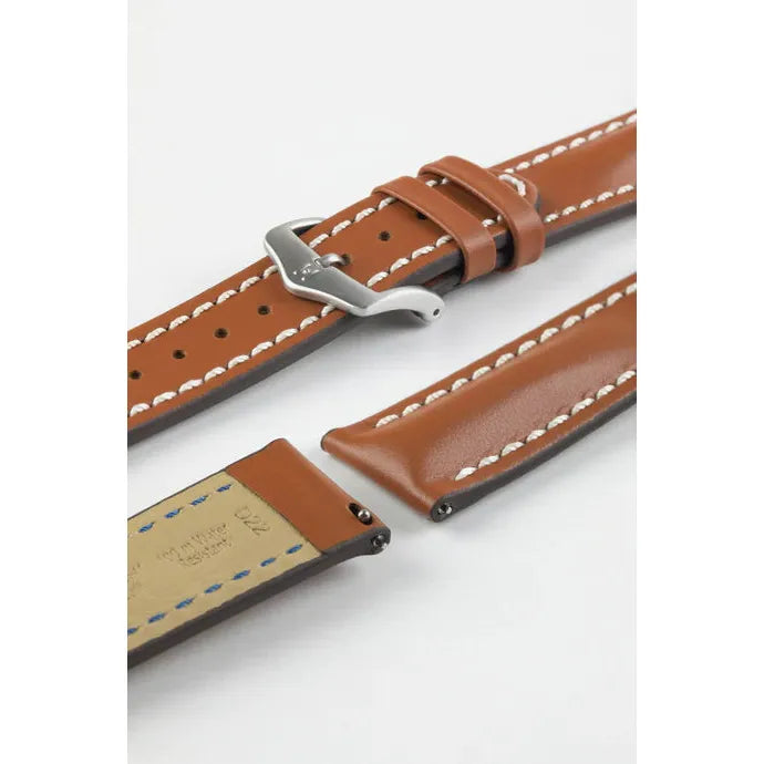 Gold Brown HIRSCH HEAVY CALF Water &amp; Scratch Resistant Calfskin Watch Band 014 75