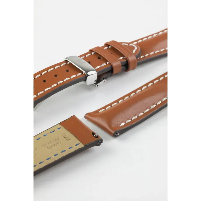 Gold Brown HIRSCH HEAVY CALF Water &amp; Scratch Resistant Calfskin Watch Band 014 75