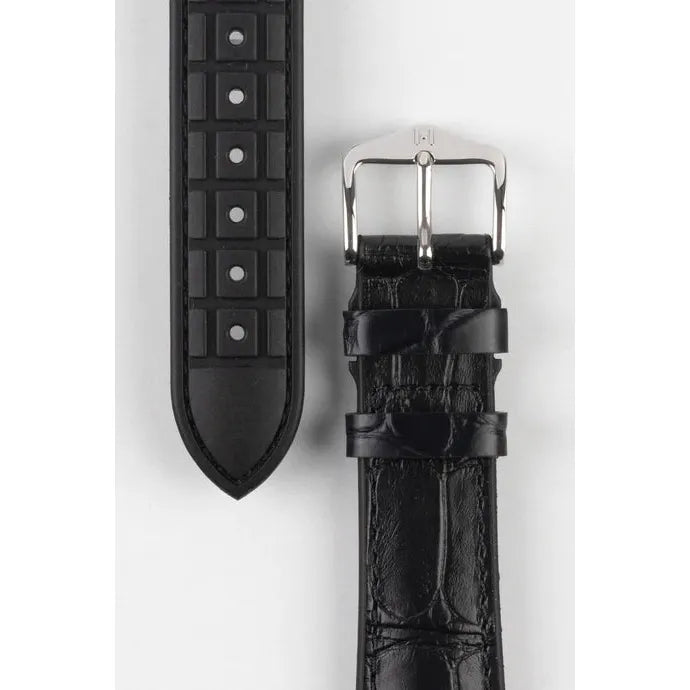 Black HIRSCH IAN Genuine Alligator Performance Watchband 093 50 07