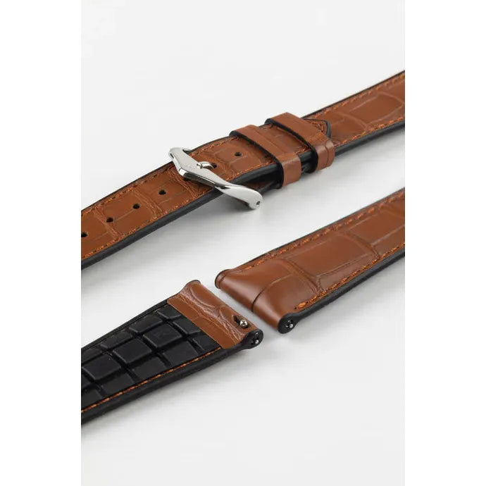 Gold Brown HIRSCH IAN Genuine Alligator Performance Watchband 093 50 07