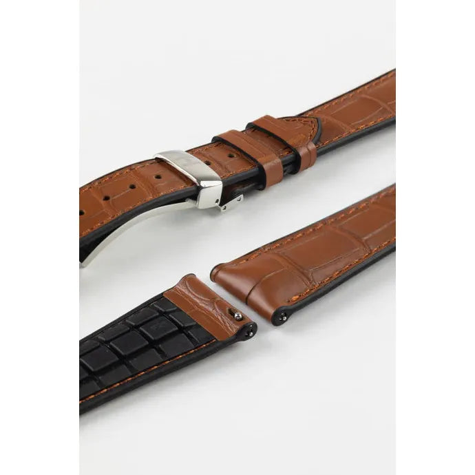 Gold Brown HIRSCH IAN Genuine Alligator Performance Watchband 093 50 07