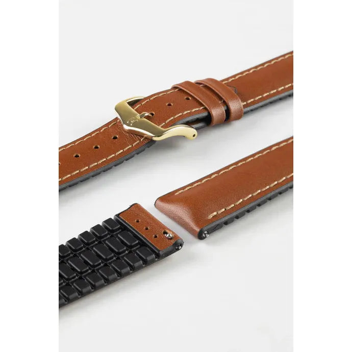 Gold Brown HIRSCH JAMES Performance Calfskin Watch Band 092 50 02