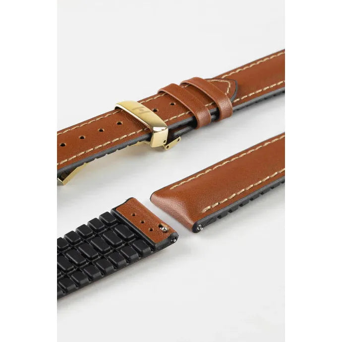 Gold Brown HIRSCH JAMES Performance Calfskin Watch Band 092 50 02