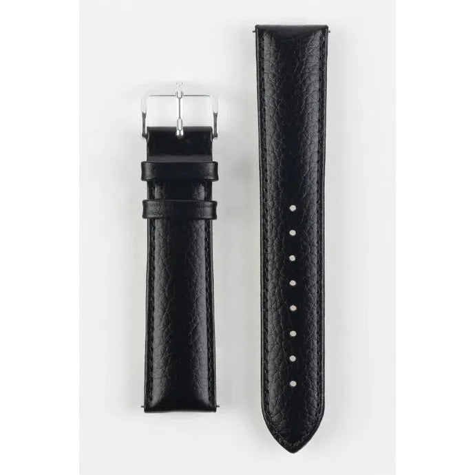 Black HIRSCH KANSAS Buffalo Grain Calfskin Watch Strap 015 02