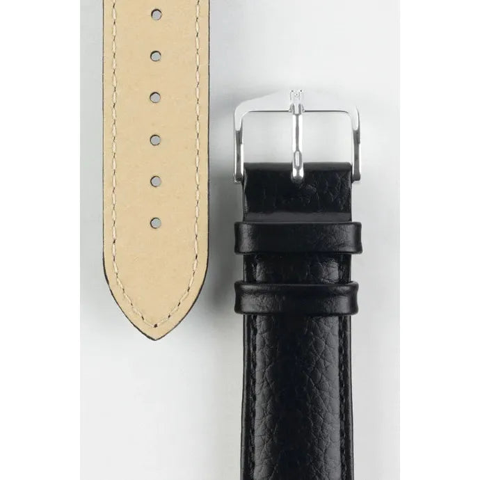 Black HIRSCH KANSAS Buffalo Grain Calfskin Watch Strap 015 02