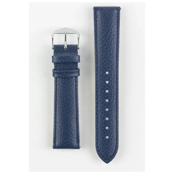 Blue HIRSCH KANSAS Buffalo Grain Calfskin Watch Strap 015 02