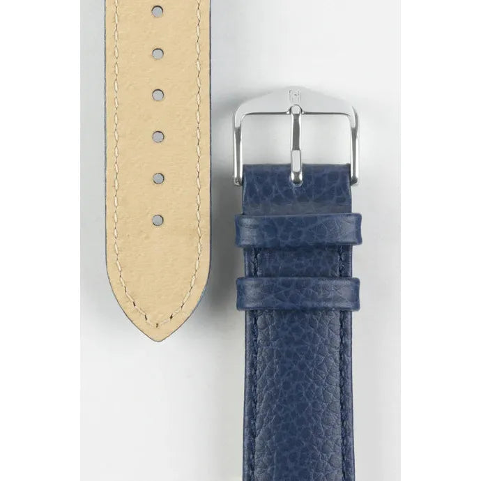 Blue HIRSCH KANSAS Buffalo Grain Calfskin Watch Strap 015 02