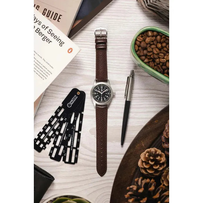 Brown HIRSCH KANSAS Buffalo Grain Calfskin Watch Strap 015 02