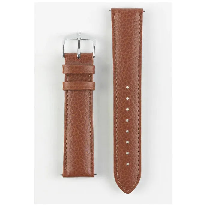 Gold Brown HIRSCH KANSAS Buffalo Grain Calfskin Watch Strap 015 02