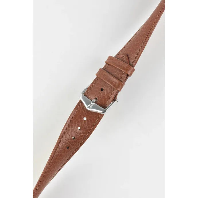 Gold Brown HIRSCH KANSAS Buffalo Grain Calfskin Watch Strap 015 02