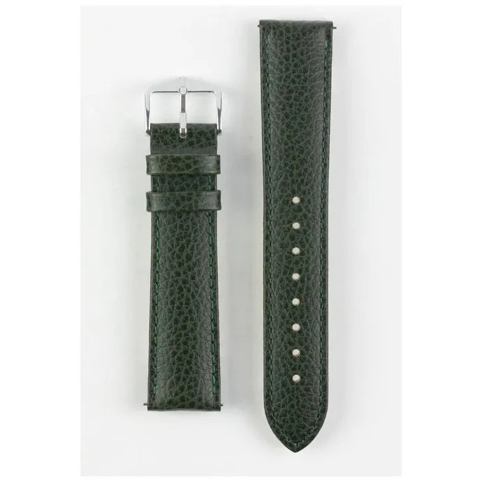 Green HIRSCH KANSAS Buffalo Grain Calfskin Watch Strap 015 02