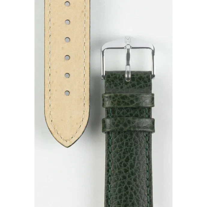 Green HIRSCH KANSAS Buffalo Grain Calfskin Watch Strap 015 02