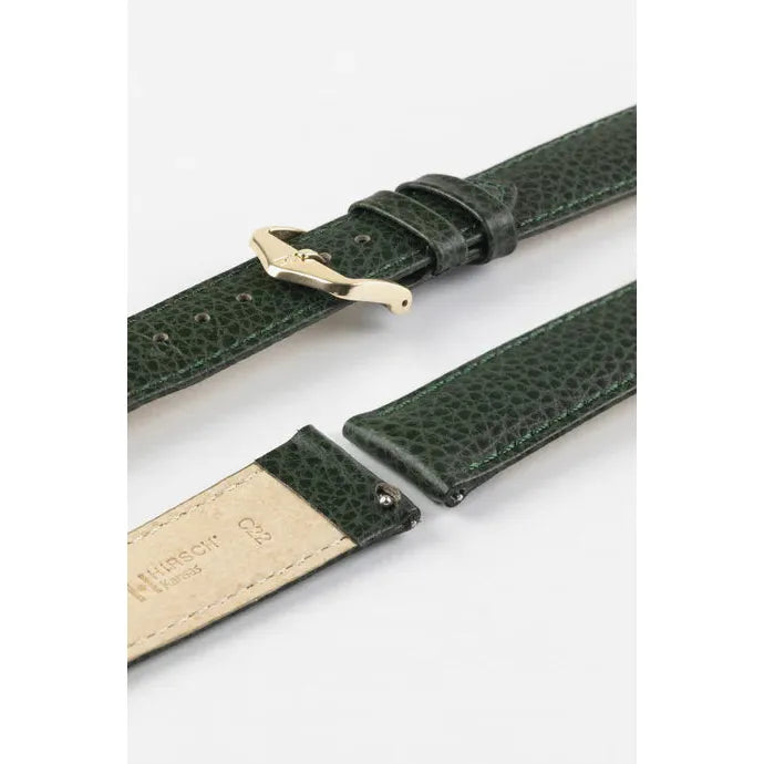 Green HIRSCH KANSAS Buffalo Grain Calfskin Watch Strap 015 02