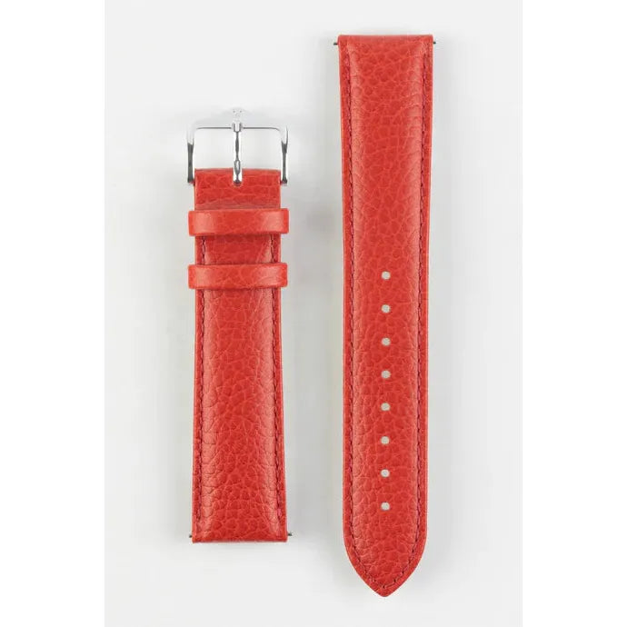 Red HIRSCH KANSAS Buffalo Grain Calfskin Watch Strap 015 02