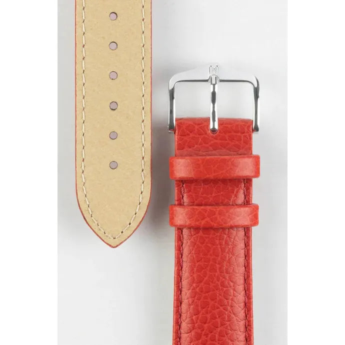 Red HIRSCH KANSAS Buffalo Grain Calfskin Watch Strap 015 02