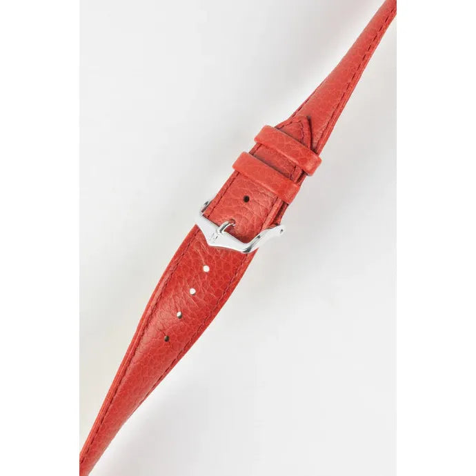 Red HIRSCH KANSAS Buffalo Grain Calfskin Watch Strap 015 02