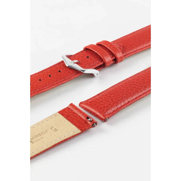 Red HIRSCH KANSAS Buffalo Grain Calfskin Watch Strap 015 02