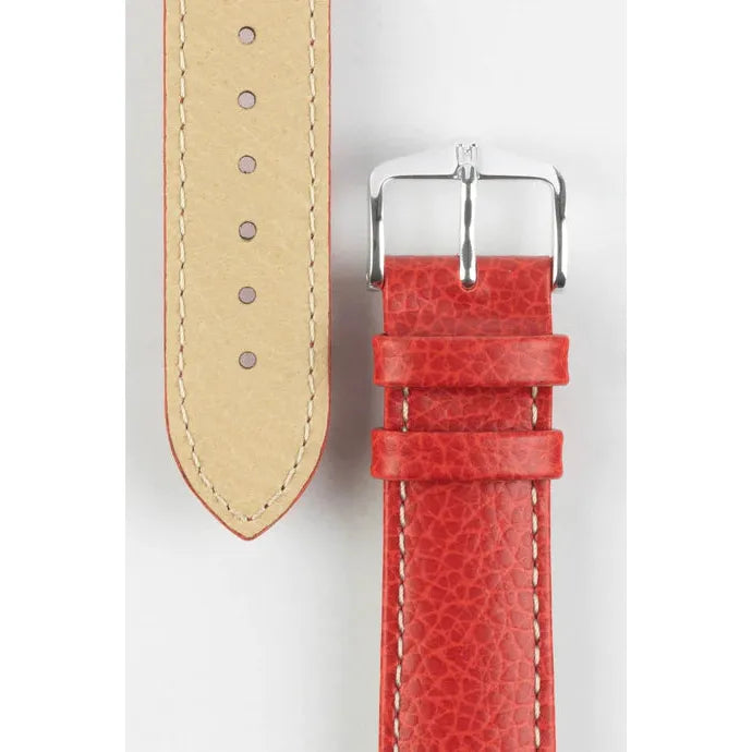 Red &amp; White HIRSCH KANSAS Buffalo Grain Calfskin Watch Strap 015 02