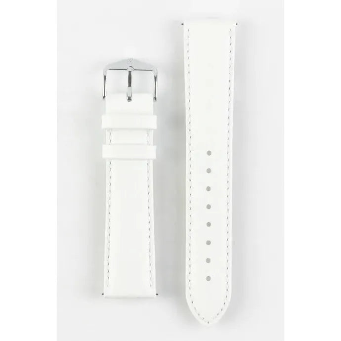 White HIRSCH KANSAS Buffalo Grain Calfskin Watch Strap 015 02