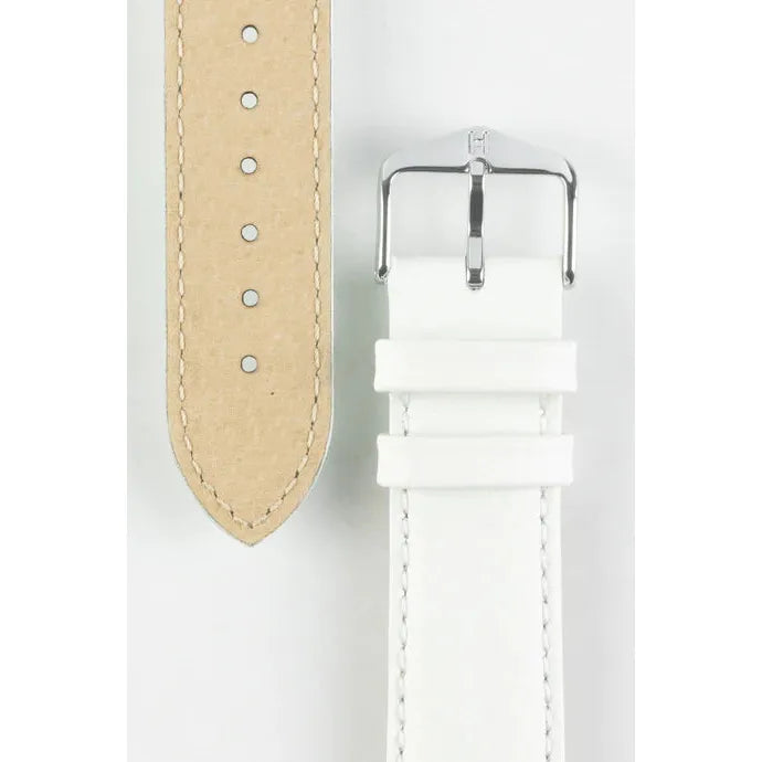 White HIRSCH KANSAS Buffalo Grain Calfskin Watch Strap 015 02