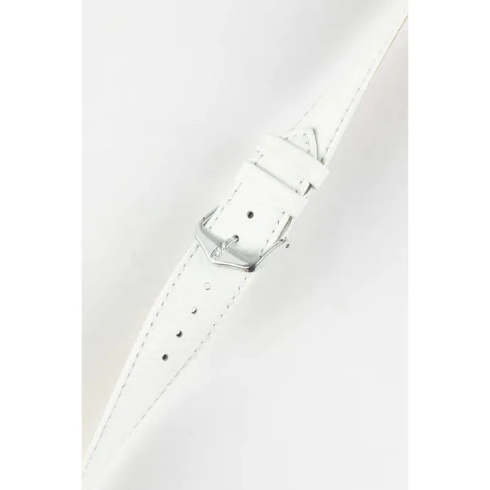 White HIRSCH KANSAS Buffalo Grain Calfskin Watch Strap 015 02