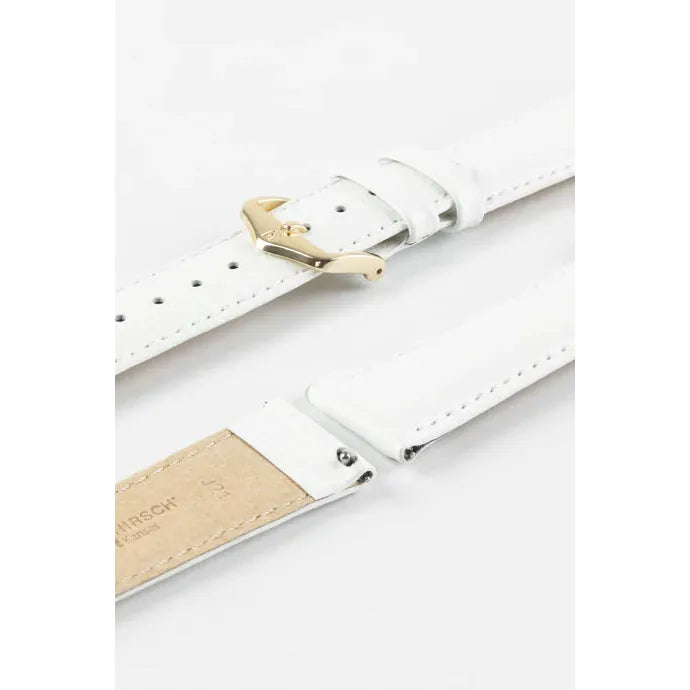 White HIRSCH KANSAS Buffalo Grain Calfskin Watch Strap 015 02