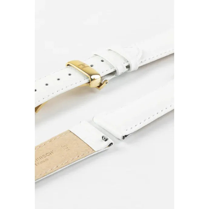 White HIRSCH KANSAS Buffalo Grain Calfskin Watch Strap 015 02