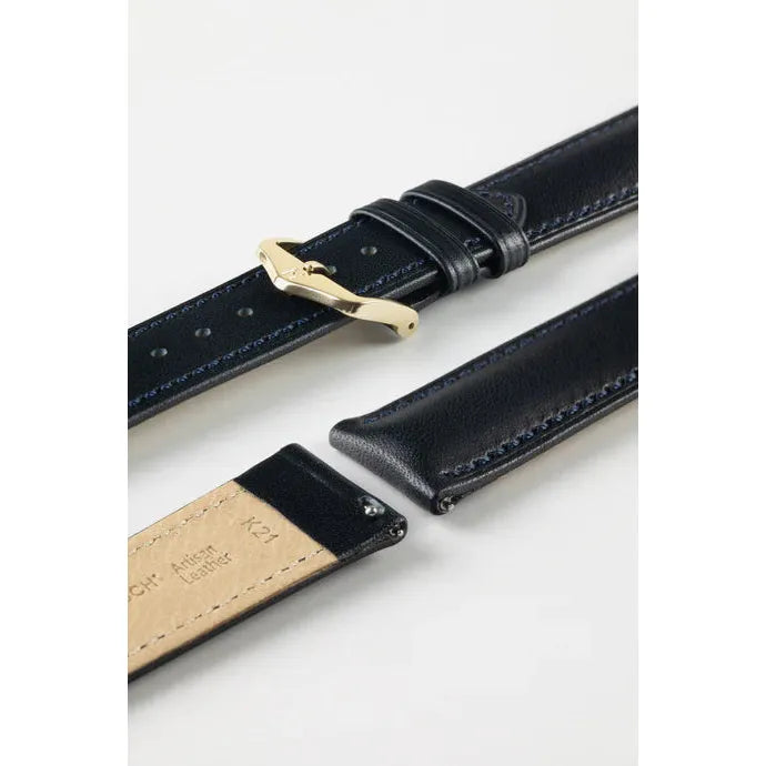 Blue HIRSCH KENT Artisan Leather Watch Strap 010 02