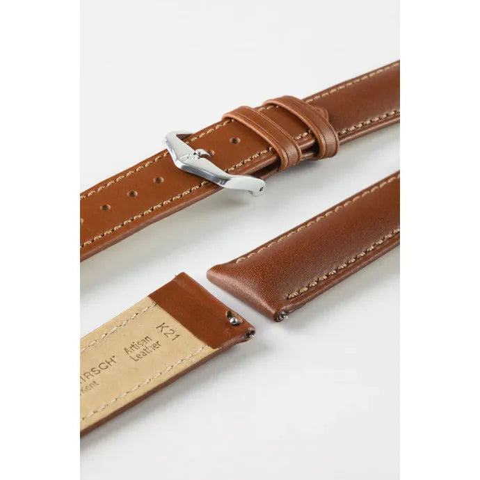 Gold Brown HIRSCH KENT Artisan Leather Watch Strap 010 02