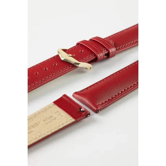 Red HIRSCH KENT Artisan Leather Watch Strap 010 02