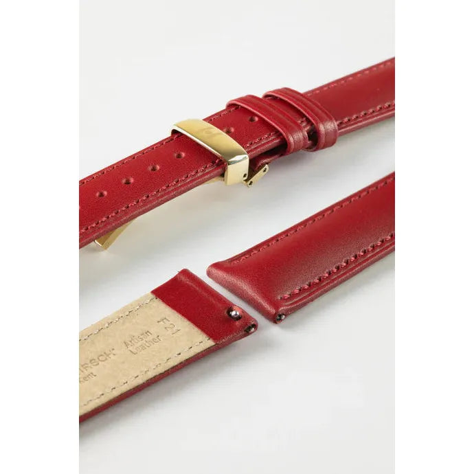 Red HIRSCH KENT Artisan Leather Watch Strap 010 02