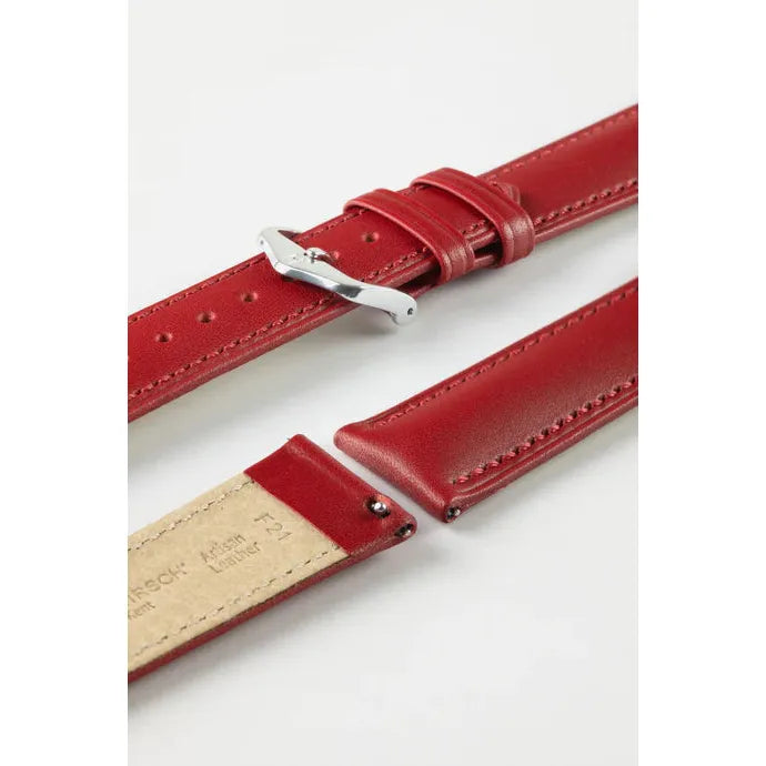 Red HIRSCH KENT Artisan Leather Watch Strap 010 02