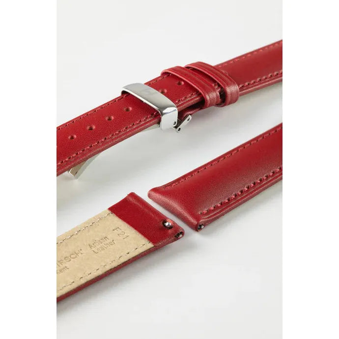 Red HIRSCH KENT Artisan Leather Watch Strap 010 02