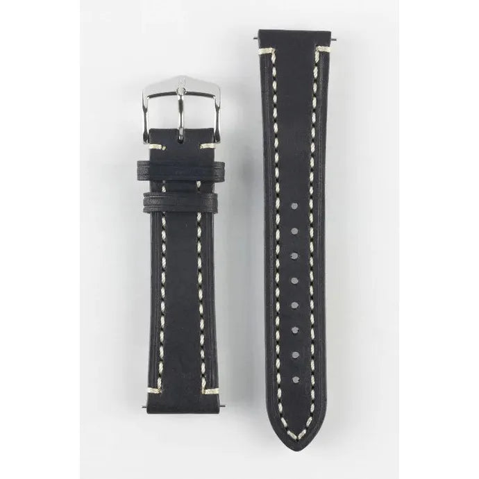 Black HIRSCH LIBERTY Saddle Leather Watch Band 1090 02