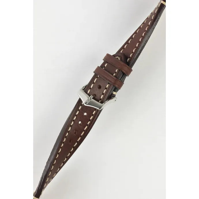 Brown Long HIRSCH LIBERTY Saddle Leather Watch Band 1092 02