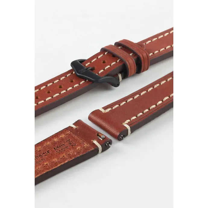 Gold Brown HIRSCH LIBERTY Saddle Leather Watch Band 1090 02