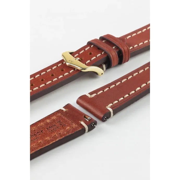 Gold Brown HIRSCH LIBERTY Saddle Leather Watch Band 1090 02