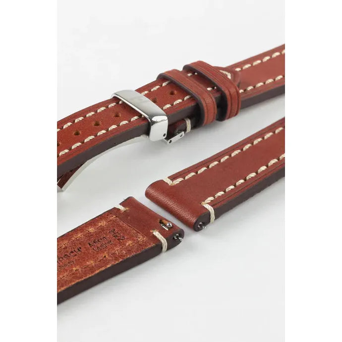 Gold Brown HIRSCH LIBERTY Saddle Leather Watch Band 1090 02