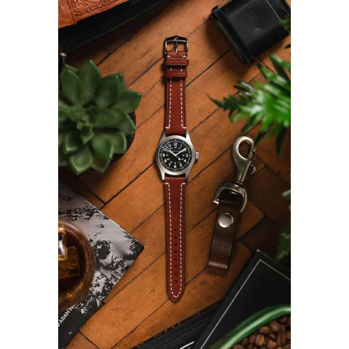 Gold Brown HIRSCH LIBERTY Saddle Leather Watch Band 1090 02