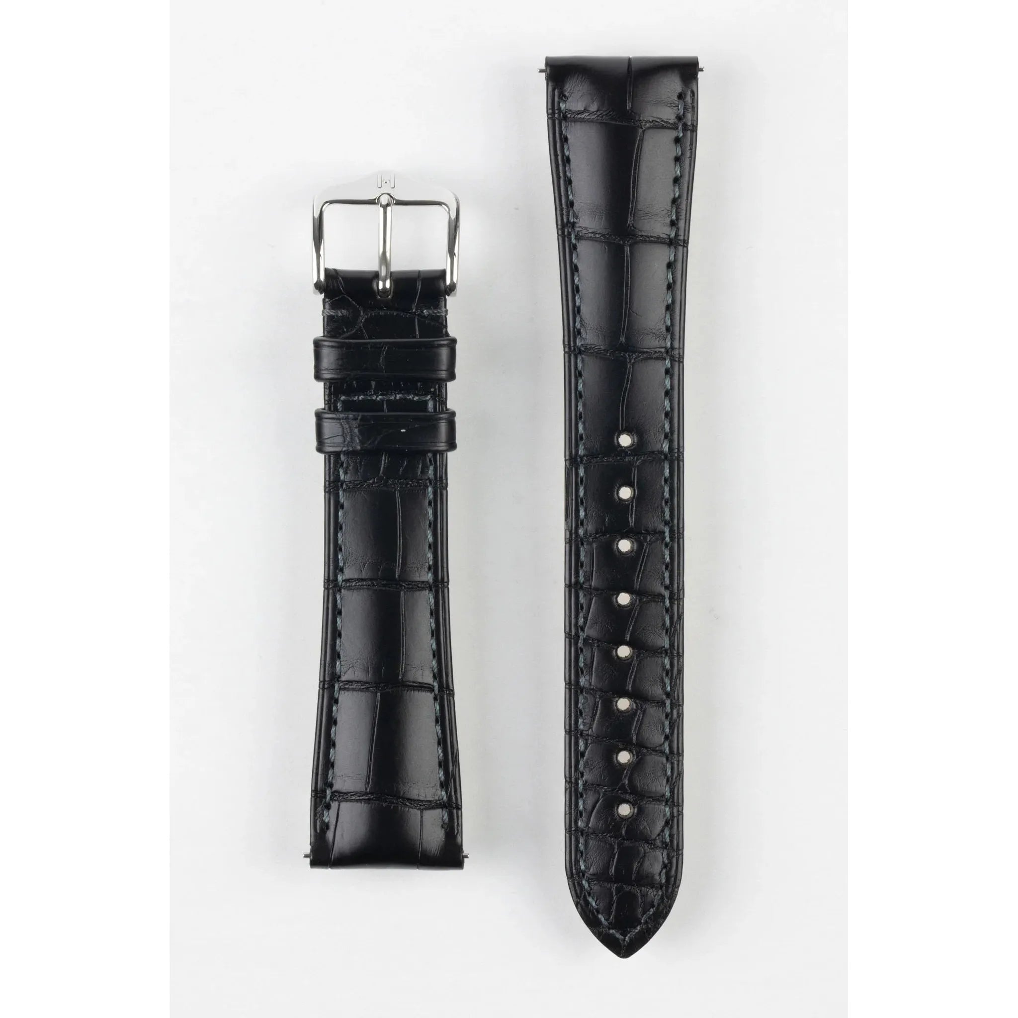 Black HIRSCH LONDON Genuine Louisiana Matte Alligator Watch Bracelet 043 07