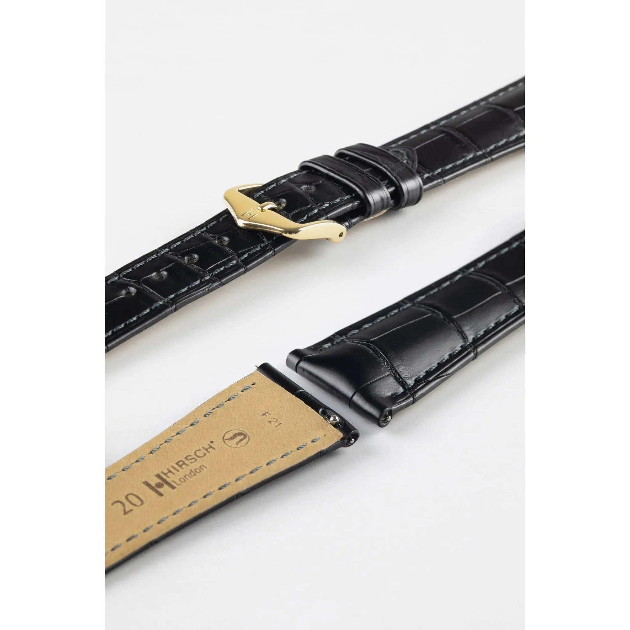 Black HIRSCH LONDON Genuine Louisiana Matte Alligator Watch Bracelet 043 07