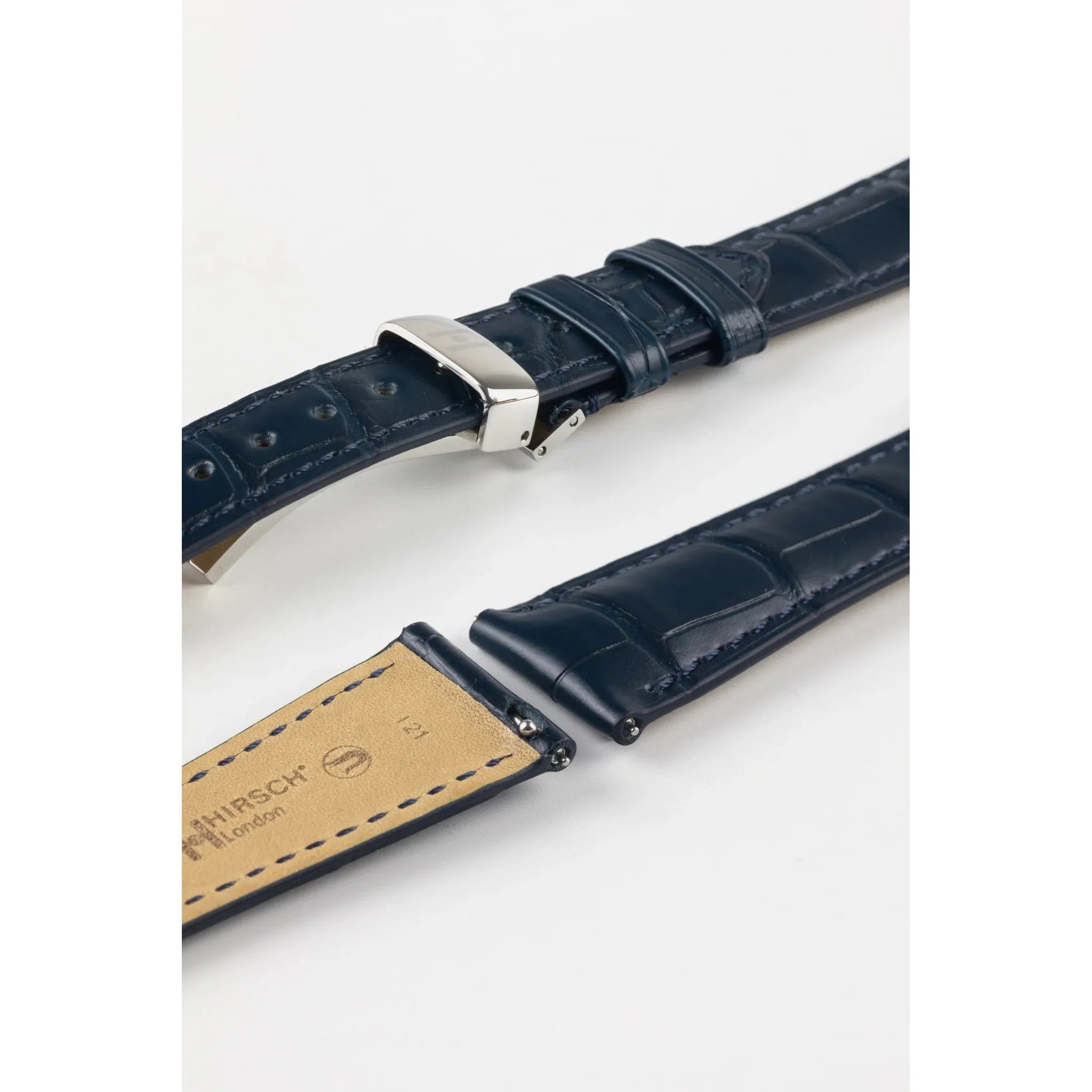 Blue HIRSCH LONDON Genuine Louisiana Matte Alligator Watch Bracelet 043 07