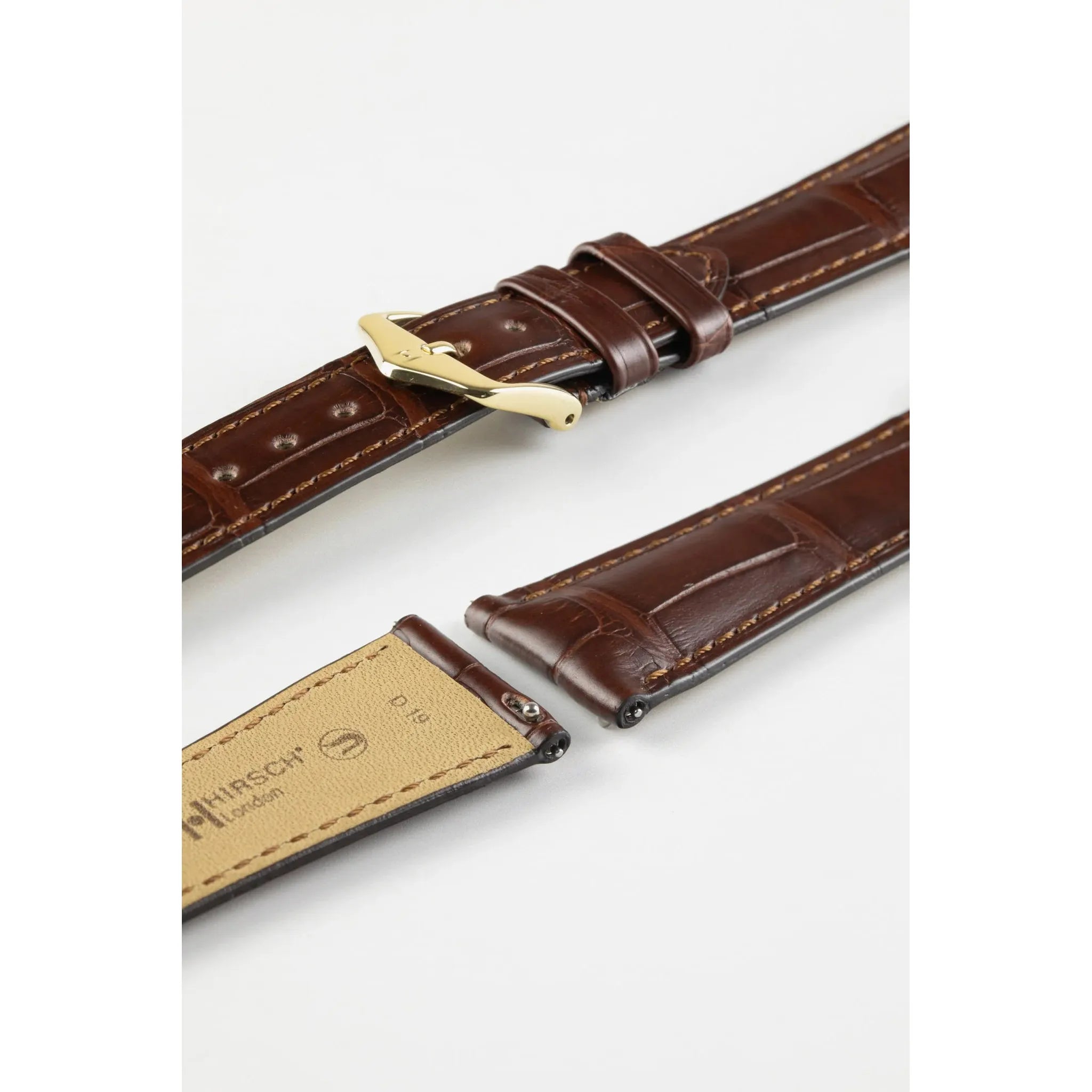 Brown HIRSCH LONDON Genuine Louisiana Matte Alligator Watch Bracelet 043 07