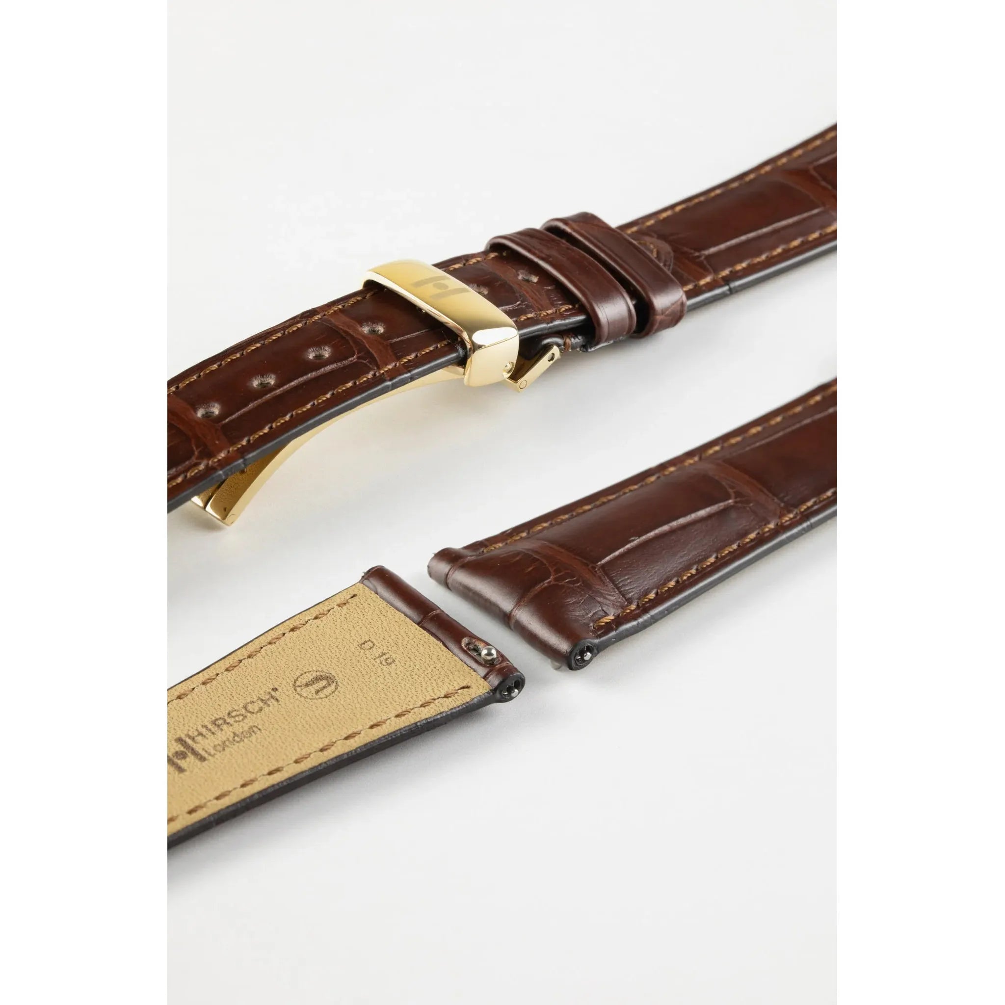 Brown HIRSCH LONDON Genuine Louisiana Matte Alligator Watch Bracelet 043 07