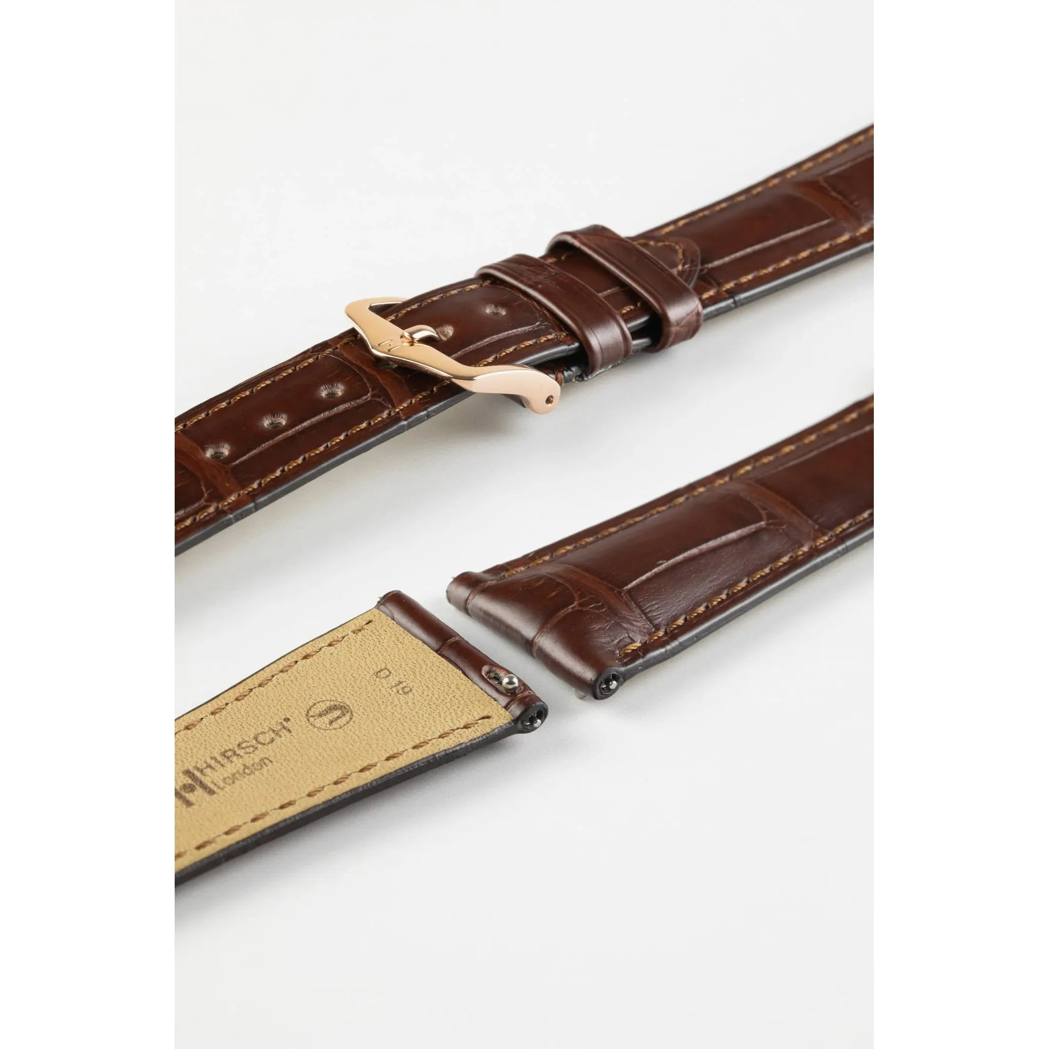 Brown HIRSCH LONDON Genuine Louisiana Matte Alligator Watch Bracelet 043 07