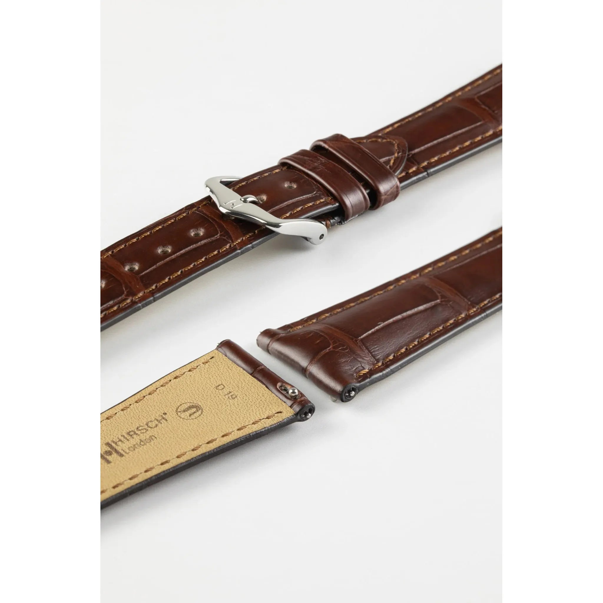 Brown HIRSCH LONDON Genuine Louisiana Matte Alligator Watch Bracelet 043 07