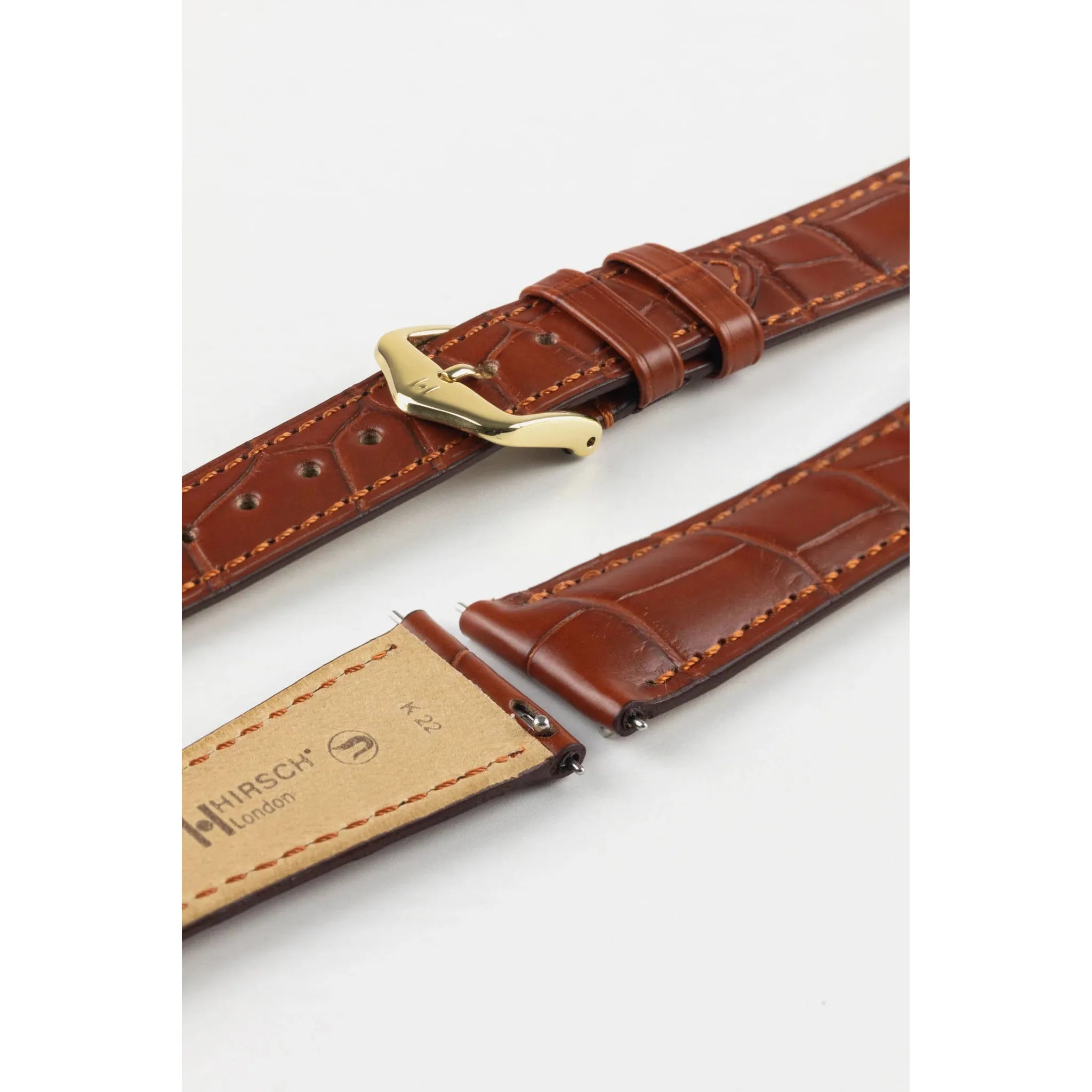 Gold Brown HIRSCH LONDON Genuine Louisiana Matte Alligator Watch Bracelet 043 07