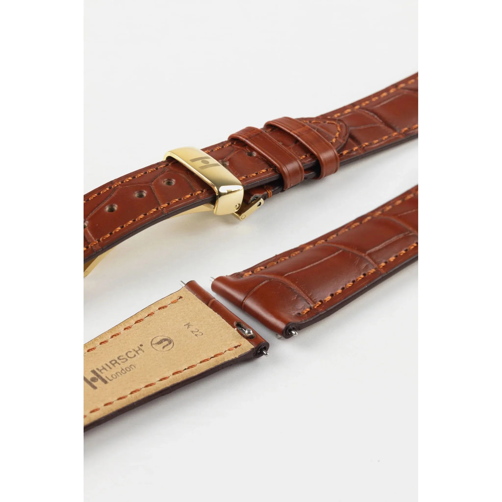 Gold Brown HIRSCH LONDON Genuine Louisiana Matte Alligator Watch Bracelet 043 07