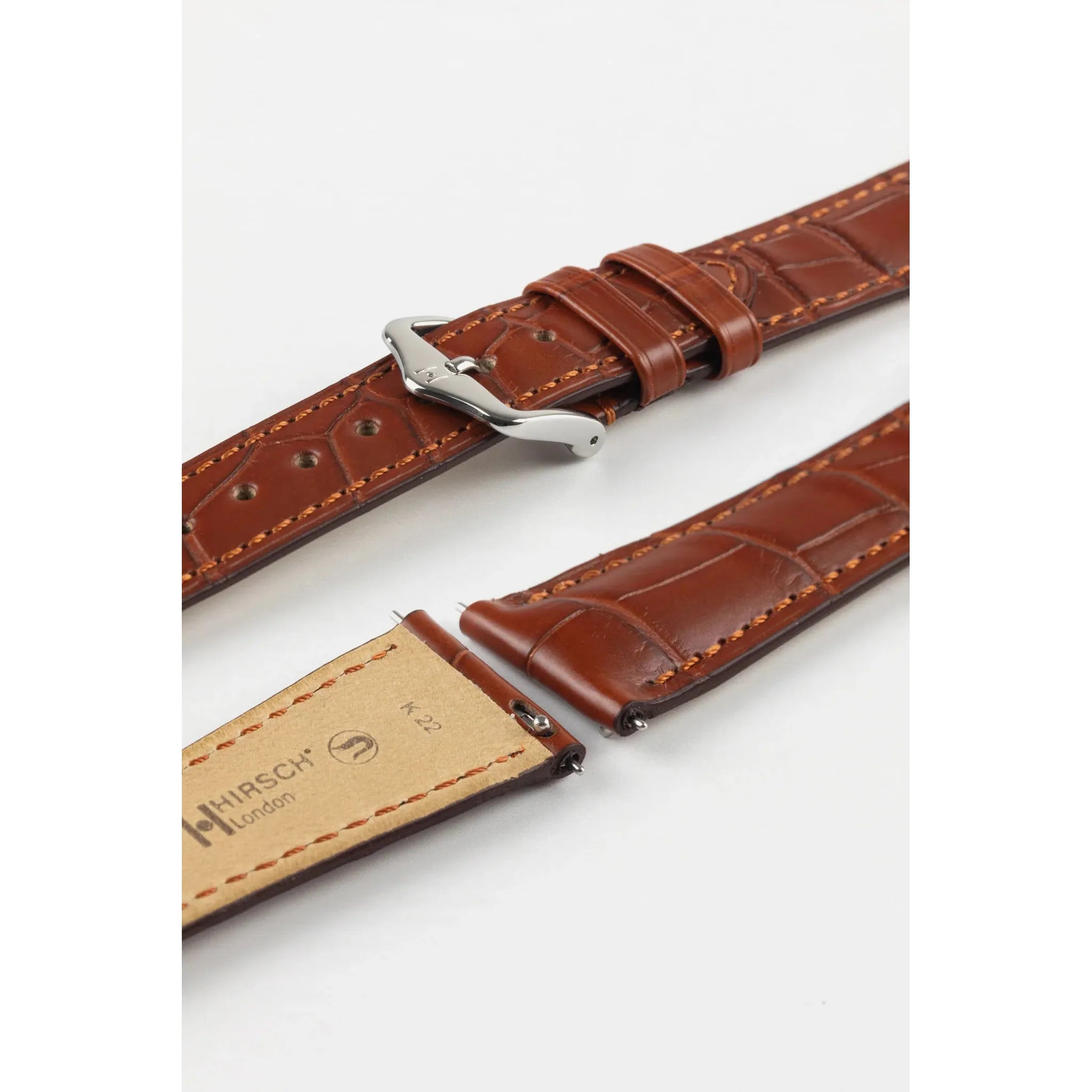 Gold Brown HIRSCH LONDON Genuine Louisiana Matte Alligator Watch Bracelet 043 07